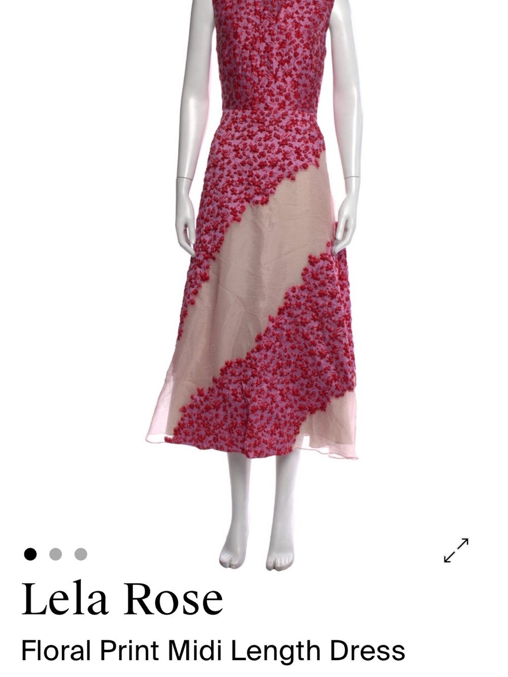 Lela Rose Pink and Blush Floral embroidered evening dress Size S